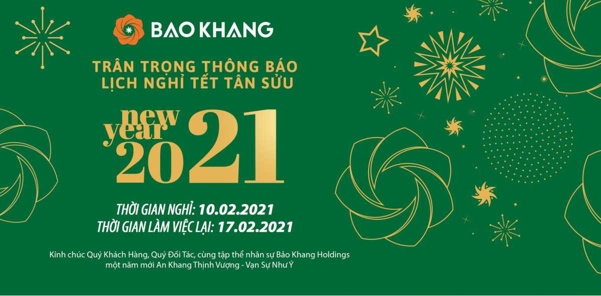 BẢO KHANG HOLDINGS TRÂN TRỌNG THÔNG BÁO LỊCH NGHỈ TẾT NGUYÊN ĐÁN